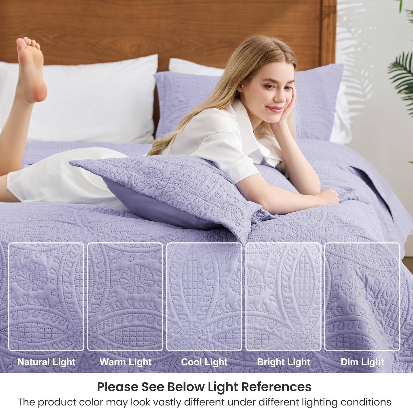Love's cabin Twin Quilt Set Lavender Bedspreads Bedding Set - Soft Bed Lightweight Bedspread Comforter - Modern Style Coin Pattern Coverlet for All Season - 2 Pieces (1 Quilt, 1 Pillow Sham)
