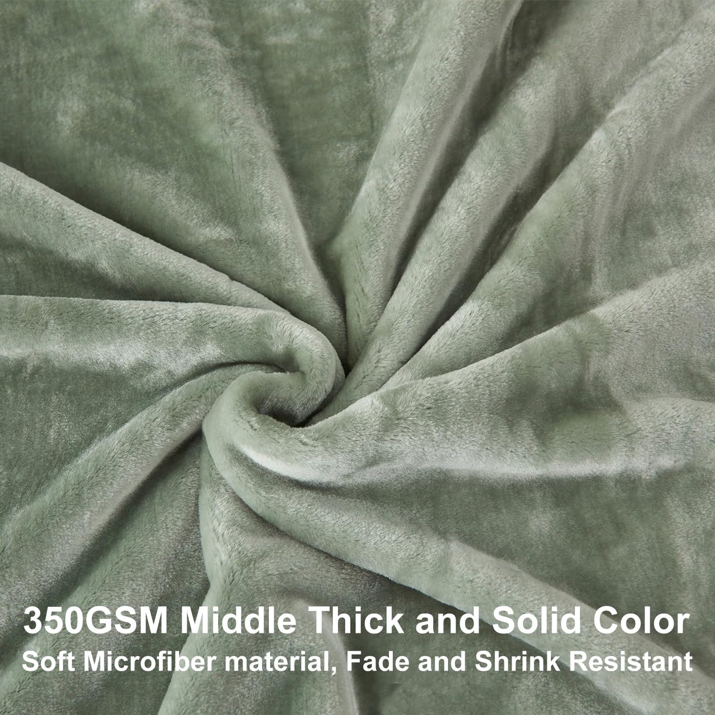 JYK Fleece Plush Blanket - 3.5 LB, 1 Ply, Korean Mink, Queen 79" x 91" - Super Soft and Warm, Lightweight, Cozy Fuzzy Solid Color Green