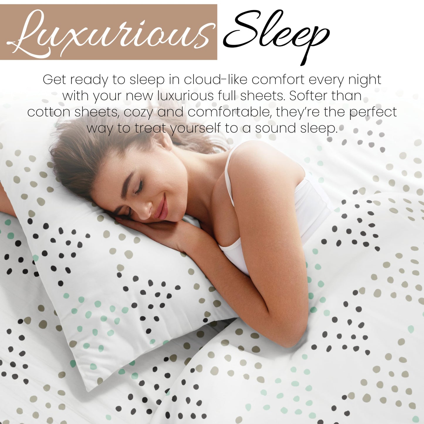 Linen Market 4 Piece Full Bedding Sheet Set (Light Gray Dots) - Sleep Better Than Ever with These Ultra-Soft & Cooling Bed Sheets for Your Full Size Bed - Deep Pocket Fits 16" Mattress