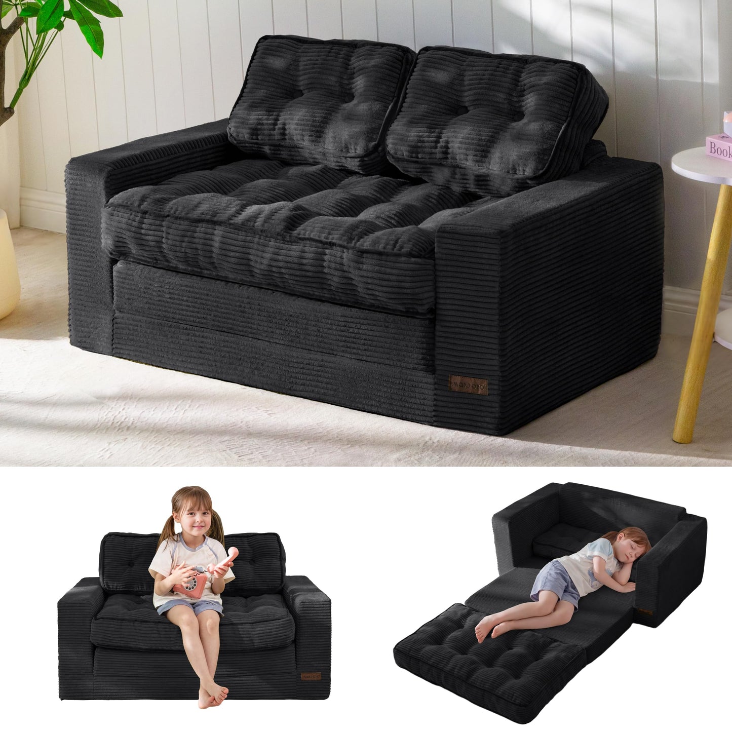 MAXYOYO Convertible Sofa Bed for Boys and Girls, Floor Kids Bean Bag Chair