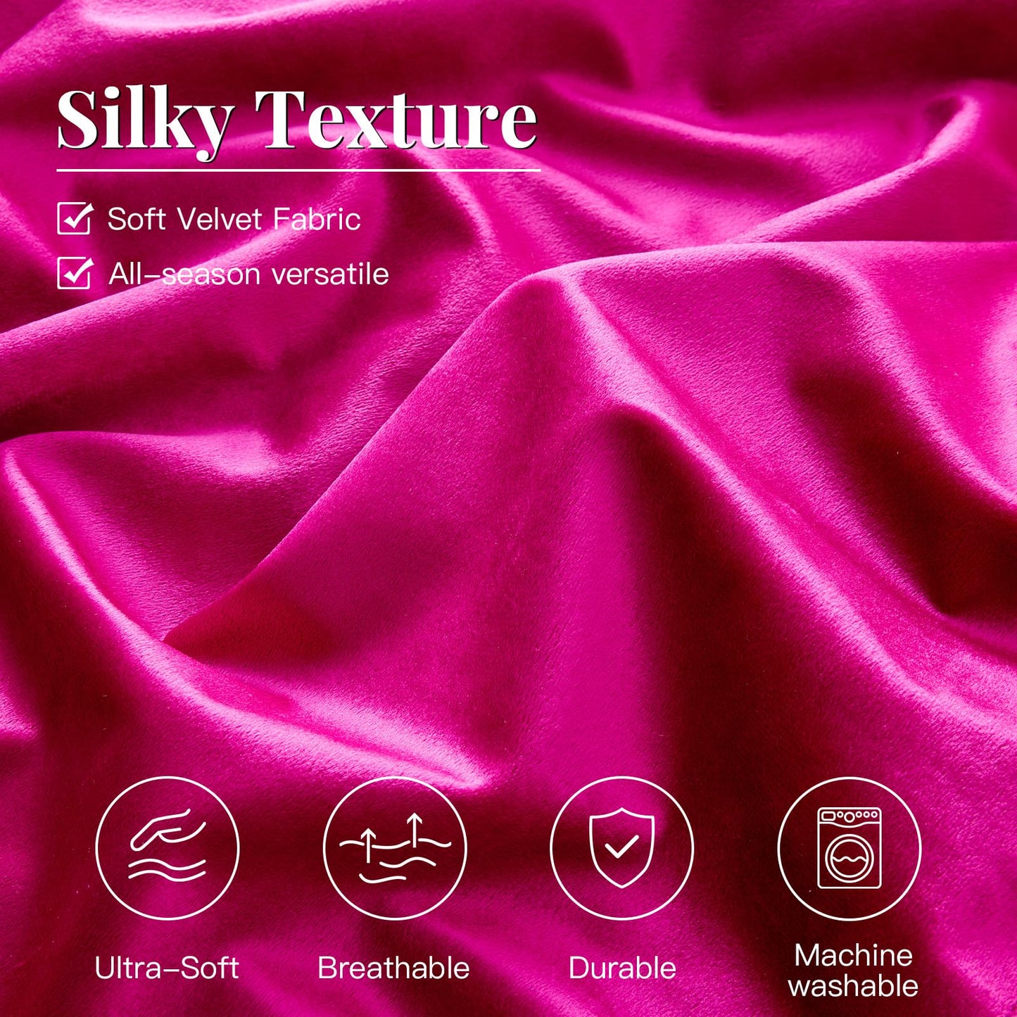 MUSSEL Hot Pink Queen Comforter Set 3 Pieces,Luxury Lightweight Fluffy All Season Cozy Velvet Bedding Comforter Sets,Neutral Striped Bedroom Comforter with 2 Shams