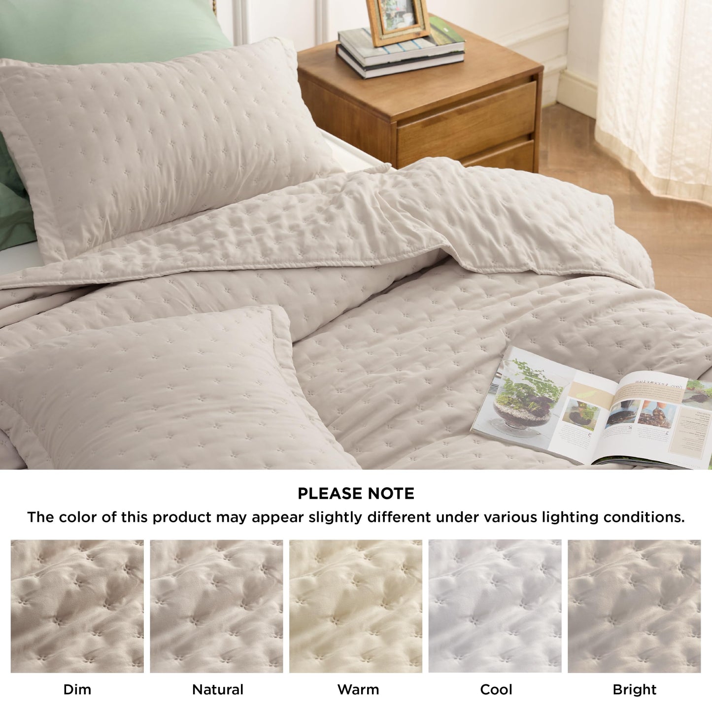 Bedsure King Quilt - Linen Bedspread King Size & Lightweight Comforter, Modern Farmhouse Coverlet with Clover Pattern, Ultra Soft All-Season Bedding, 106 x 96 Inches