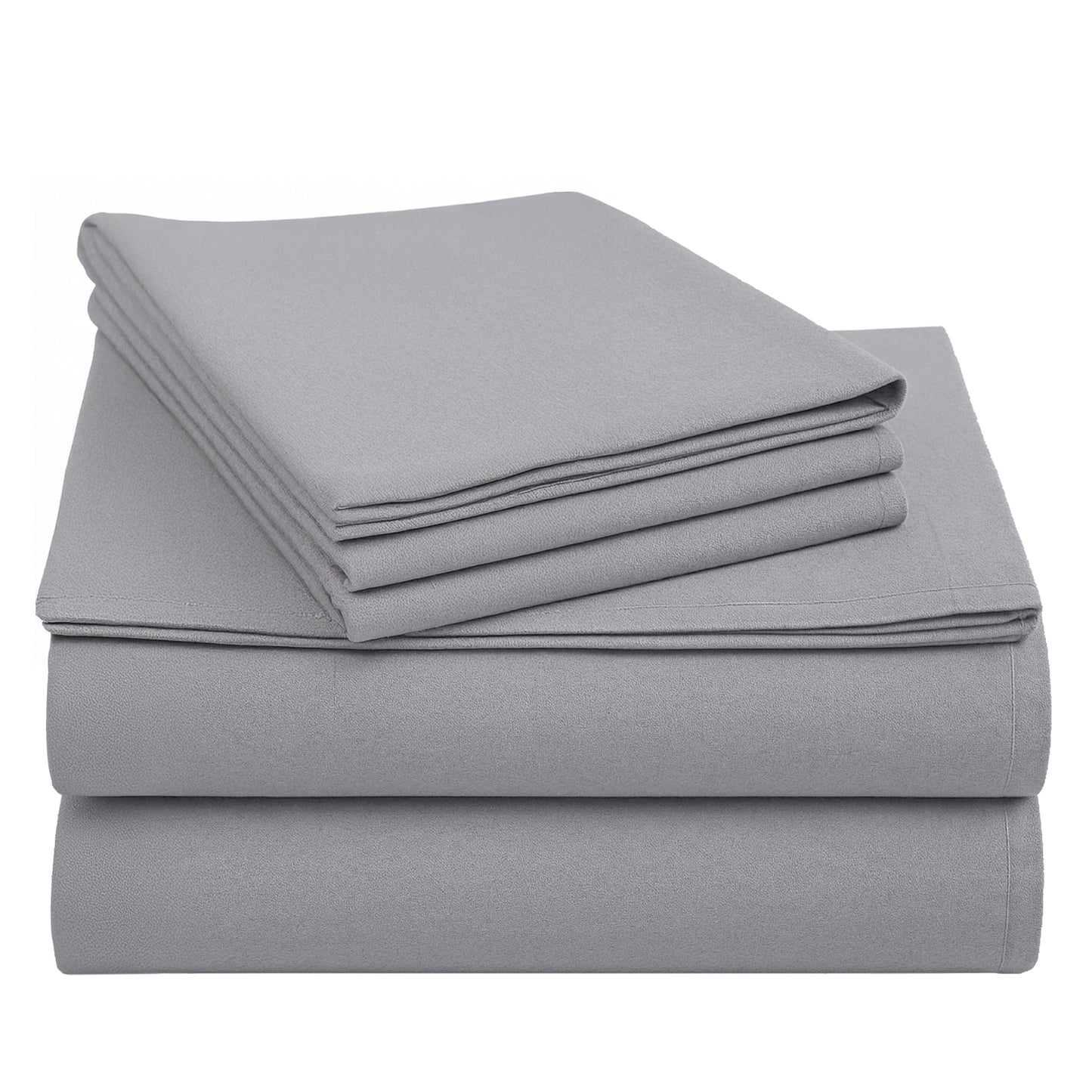 California Design Den Flannel Extra Deep Pocket Flannel Sheets King Size Set - Made in Portugal 100% Cotton, Triple-Brushed, Thick, Velvet Soft 4-Piece King Bed Sheet Set - Silver Grey