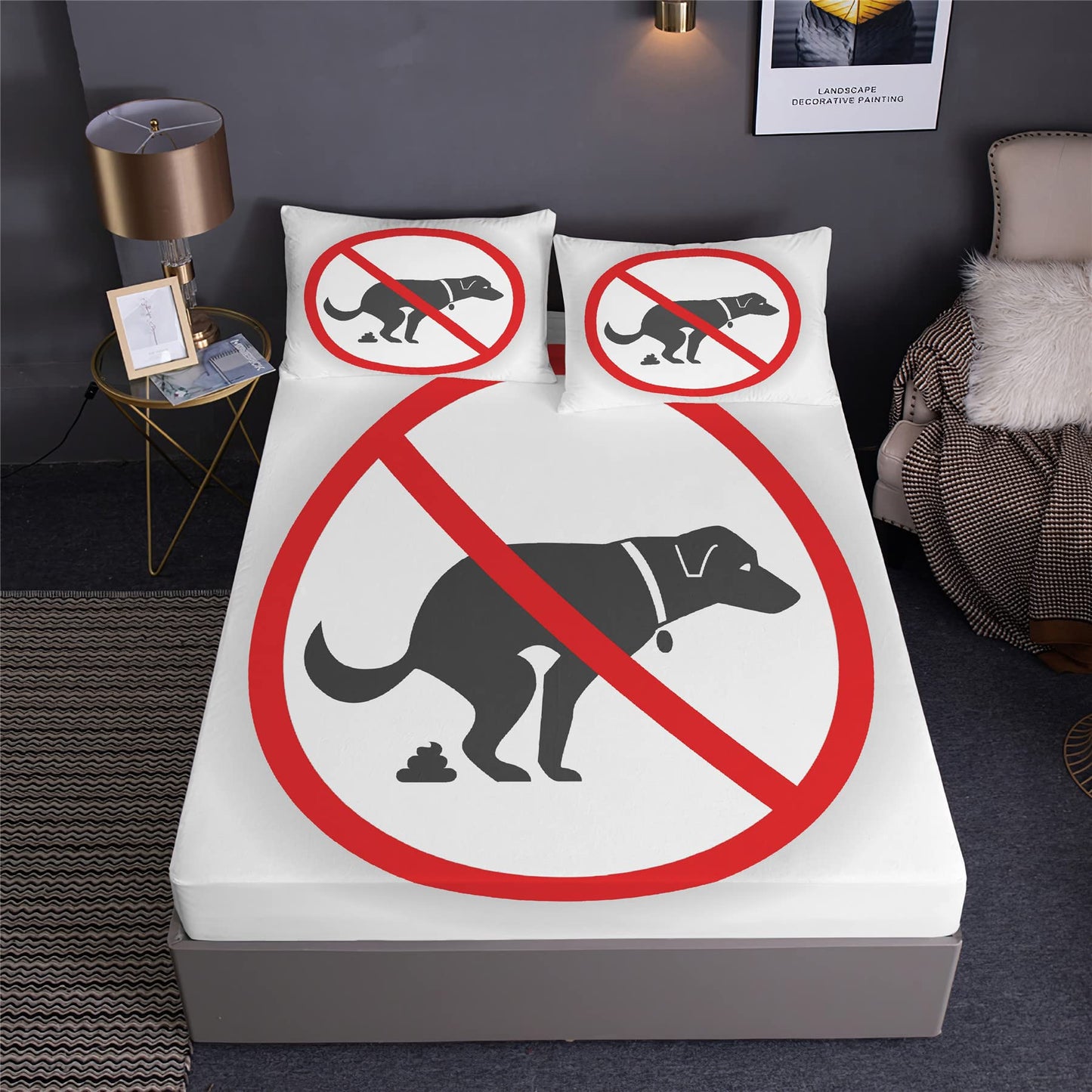 Boasorte Prank Poop Prints Fitted Sheet Set Humorous Novelty Laughing Poop Bedding Set | with Fitted Sheet and 2 Pillowshams(3pcs) or Comforter(4pcs) (A,Twin-3PCS)