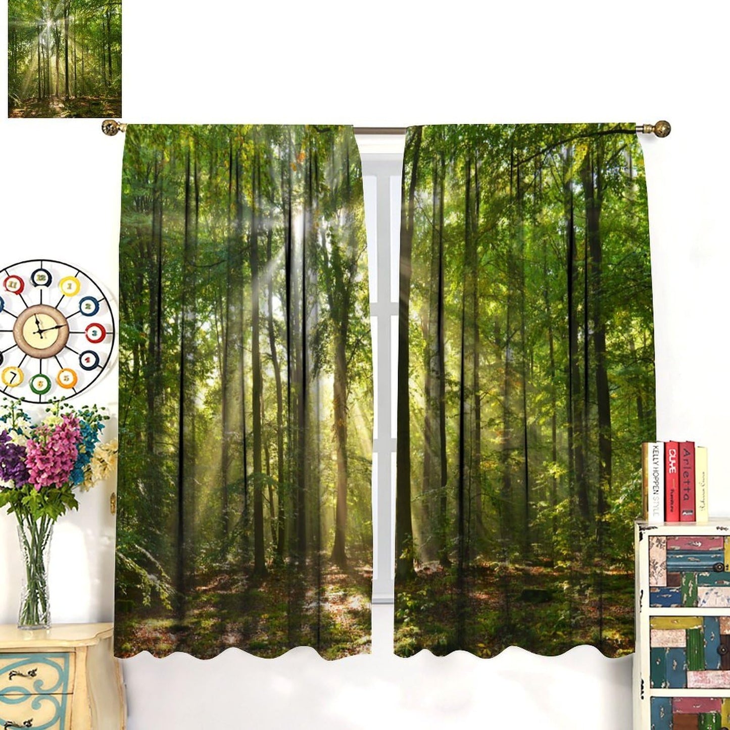 UFUH Nature Landscape Blackout Curtains,Spring Jungle Summer Sunshine Forest Land Scenery Window Treatments for Bedroom Living Room Kitchen,2 Panels Set Total Size 42 x 45 Inch
