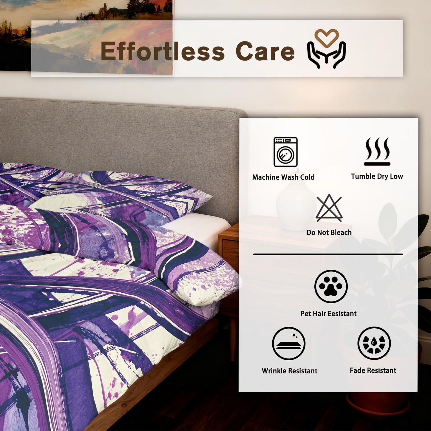 Purple Abstract Full Size Comforter Sets 3 Piece