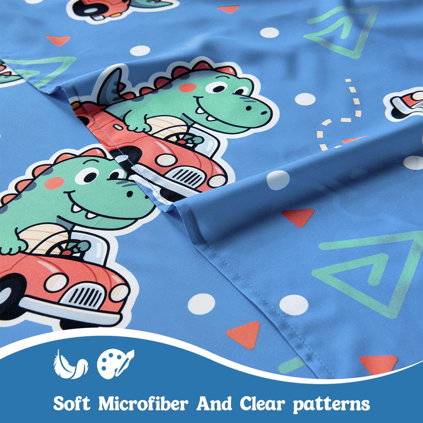 MCO Twin Sheets Set Kids, Soft Microfiber Bed Sheet Set for Boy Girls, 3 Pieces Breathable Twin Sheets Dinosaur Blue