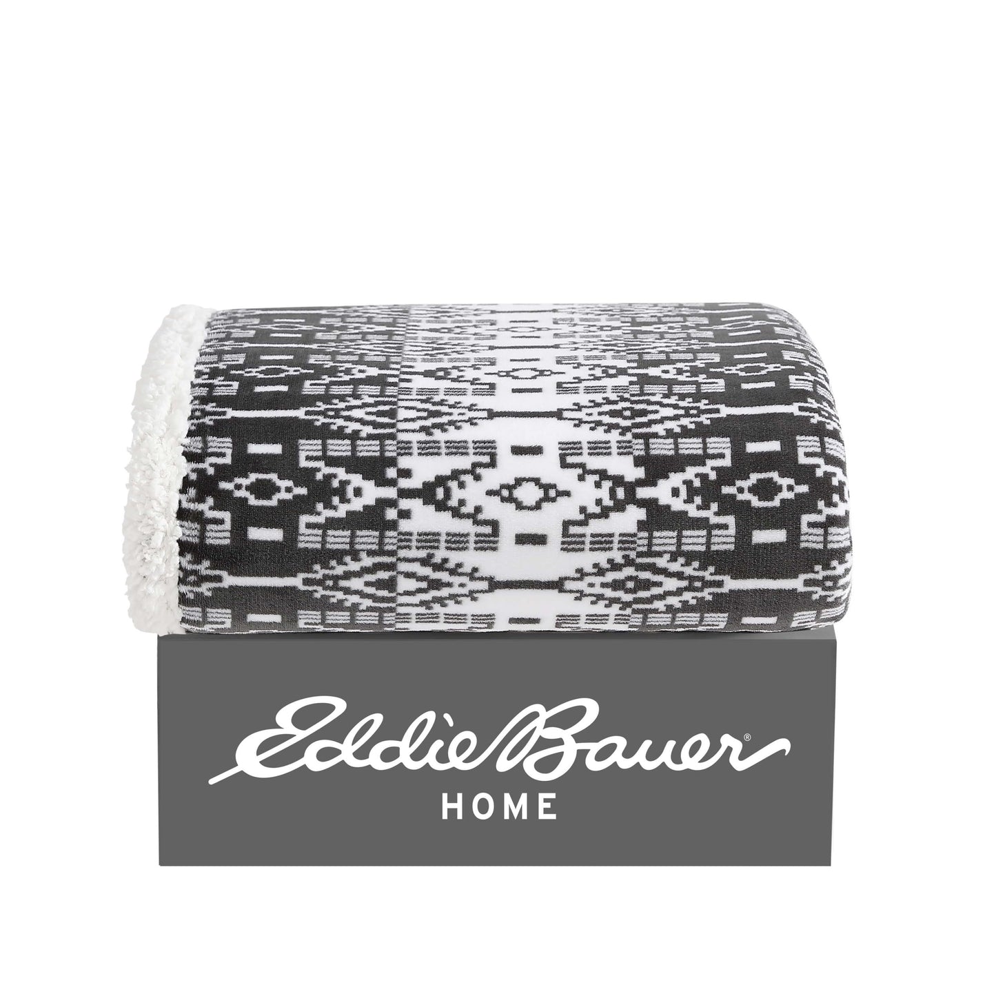 Eddie Bauer - Throw Blanket, Brushed Fleece & Plush Sherpa Soft Bedding, Blanket for Couch & Bed (San Juan Grey, 50" x 60")
