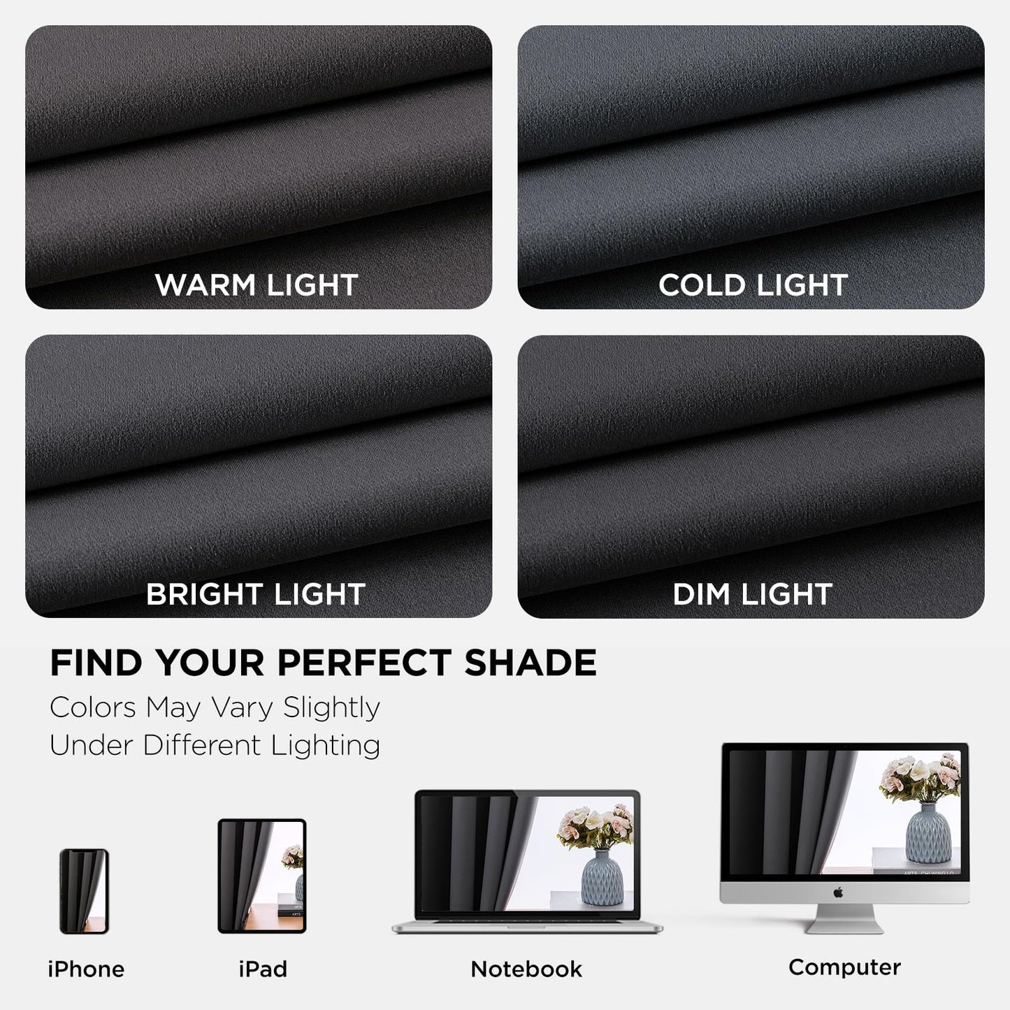 Joydeco Grey Curtains 84 Inch Long, Room Divider Blackout Curtains for Bedroom with Grommets, Thermal Insulated, Noise Reducing Room Darkening Black Out Drapes for Bedroom Living Room Window, 2 Panels