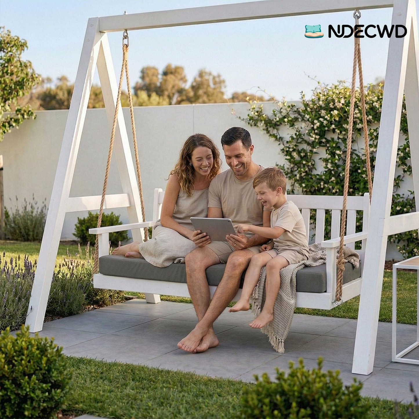 NDECWD Outdoor Twin Daybed Mattress Cover (75x39x6 Inch), Water-Resistant Replacement Slipcover with 3-Sided Long U-Shaped Zipper for Porch Swing Bed, Durable Patio Cushion Cover (Cover Only)