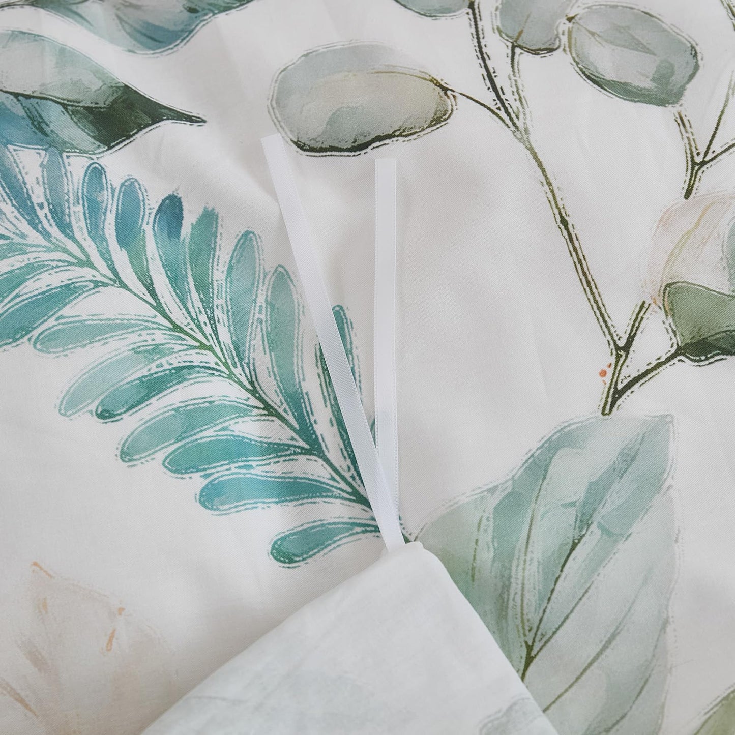Cozaline 100% Cotton Duvet Cover King Size – Eucalyptus Botanical Print Green Floral Duvet Cover Set, 3-Piece Soft Breathable Natural Premium Cotton Bedding Set for All Seasons