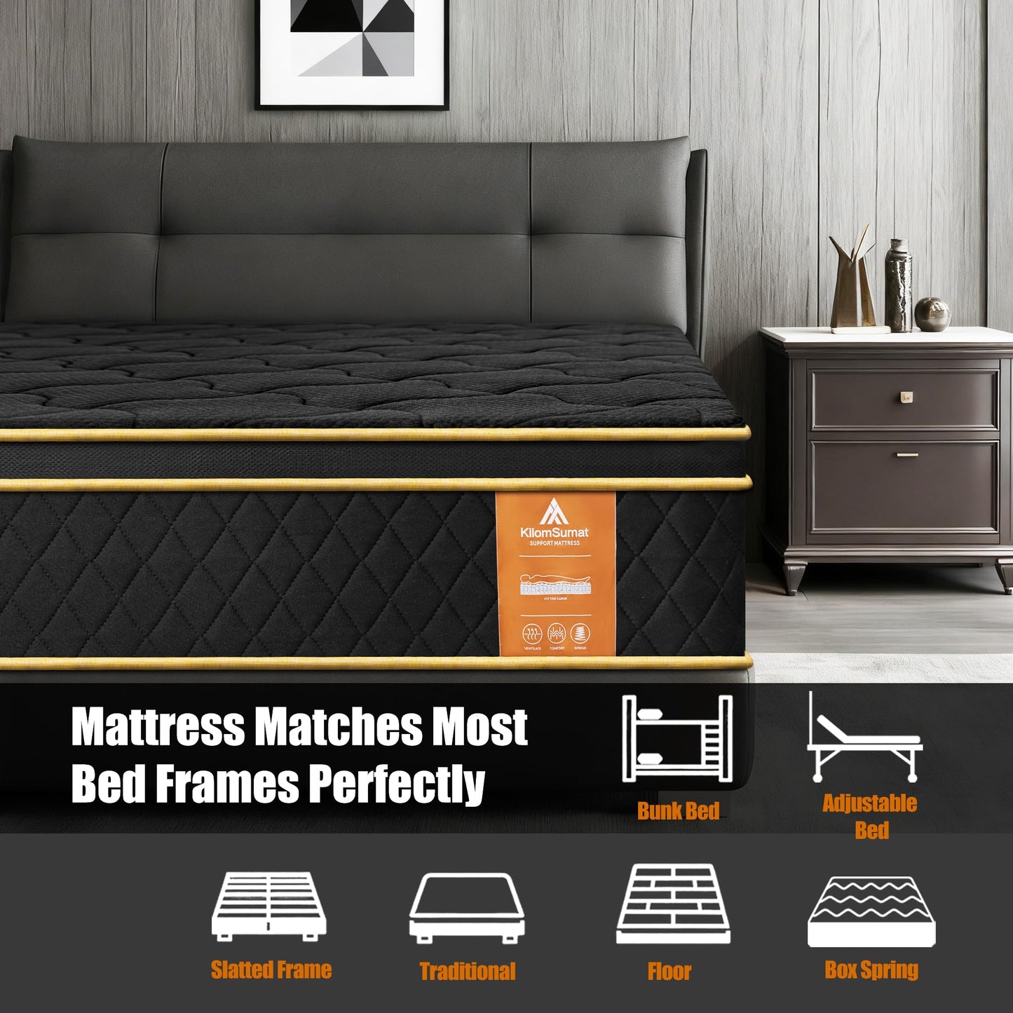KilomSumat Twin Mattress 10 Inch Twin Size Mattresses in a Box Memory Foam Hybrid Twin Mattress Soft with Individual Pocket Spring for Motion Isolation, Edge Support, Medium Firm