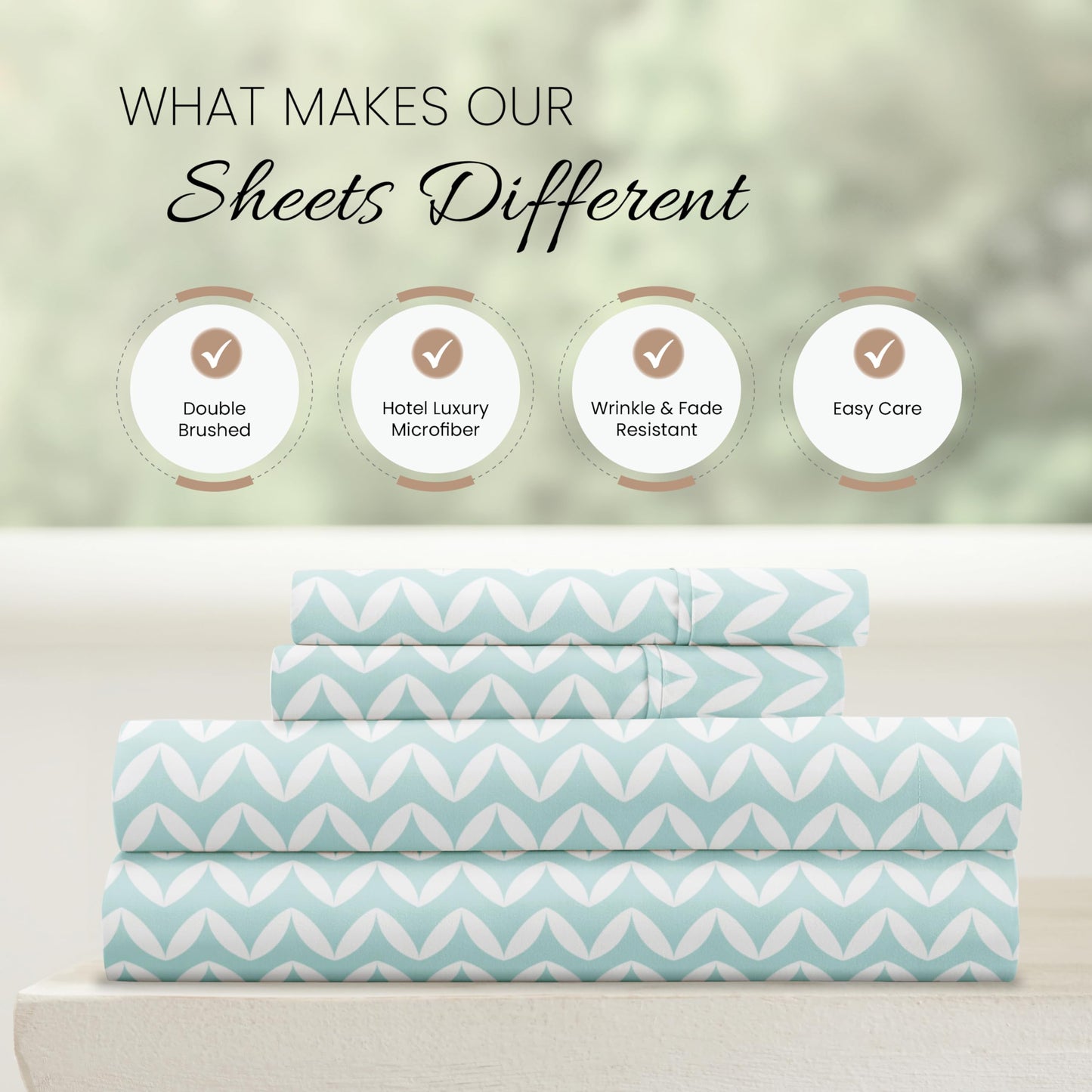 Linen Market 4 Piece Full Bedding Sheet Set (Light Blue Chevron) - Sleep Better Than Ever with These Ultra-Soft & Cooling Bed Sheets for Your Full Size Bed - Deep Pocket Fits 16" Mattress