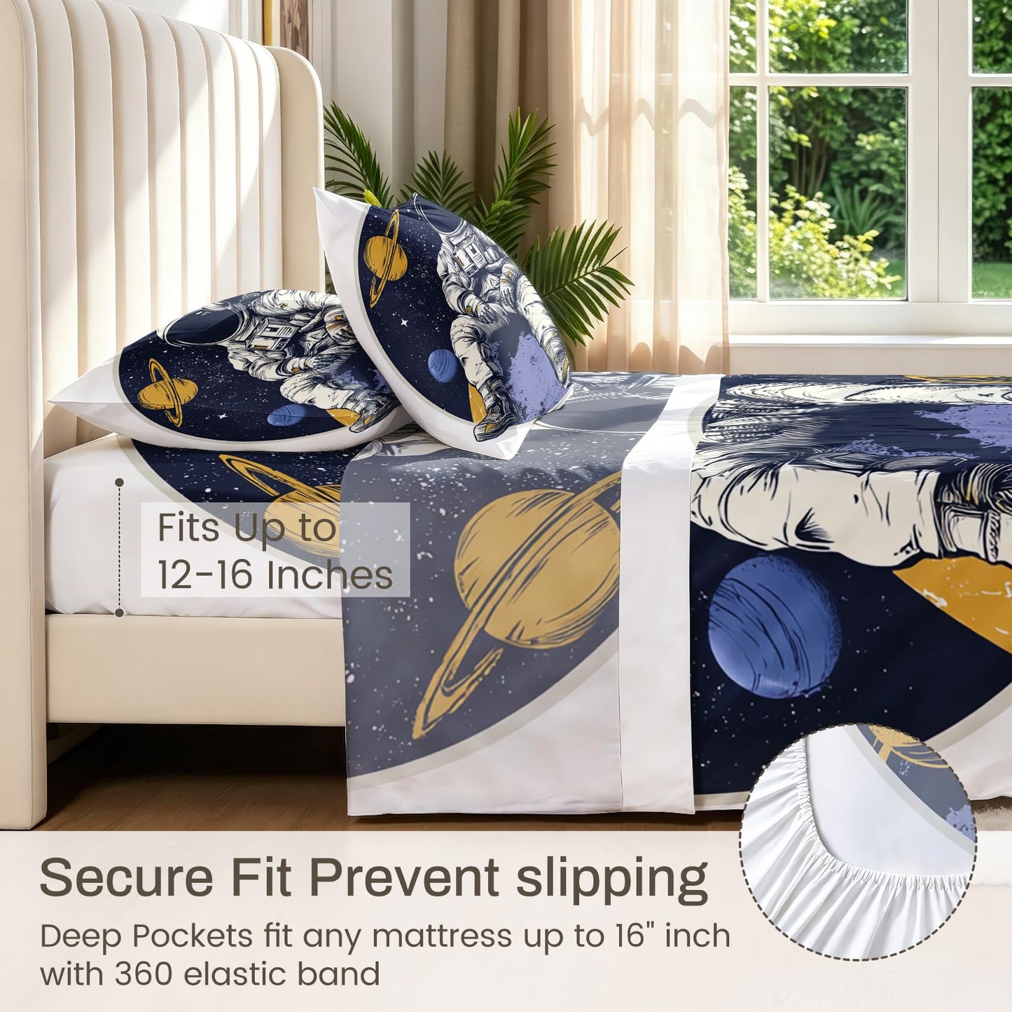 Astronaut Queen Bedding Set Boys Spaces Sheet Sets
