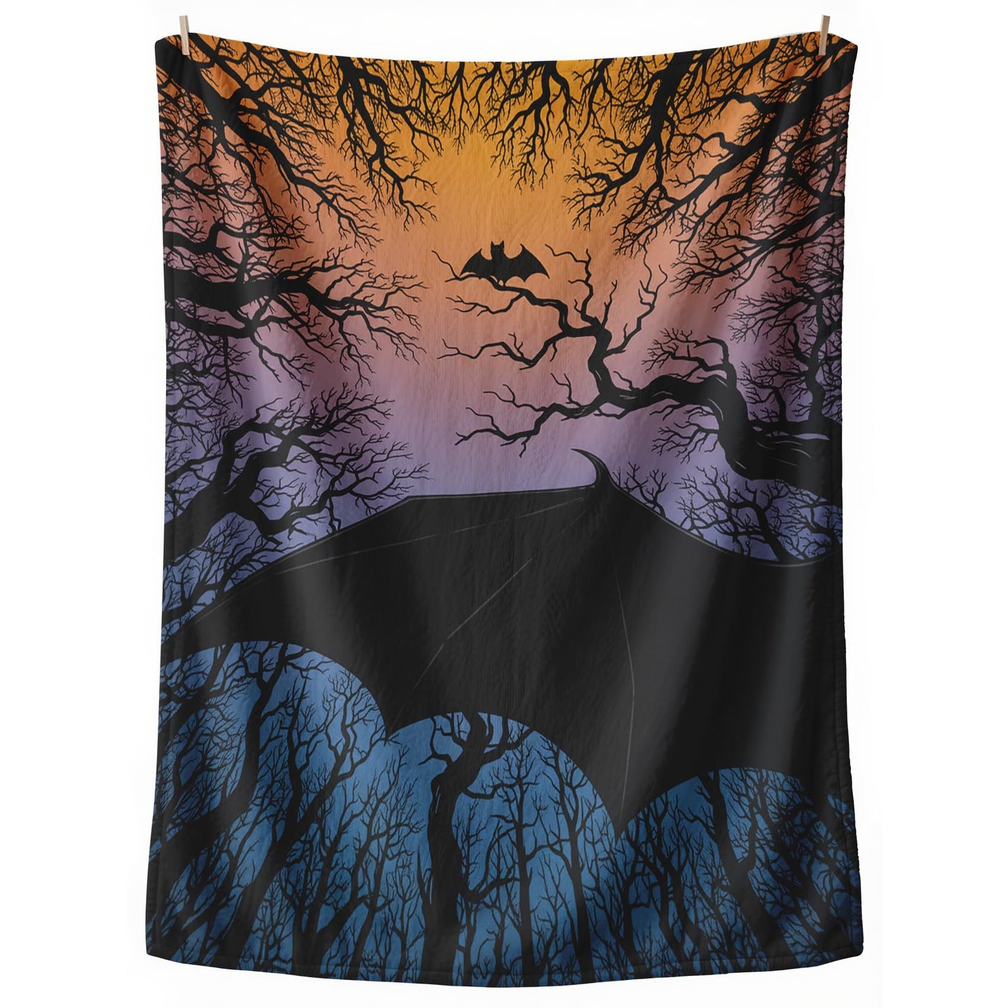GEDAEUBA Bat Blanket Throw - Halloween Dead Tree Fleece Blanket Twin Size, Soft Cozy Blankets & Throws for Couch, Bed, and Sofa, 60x80 inches