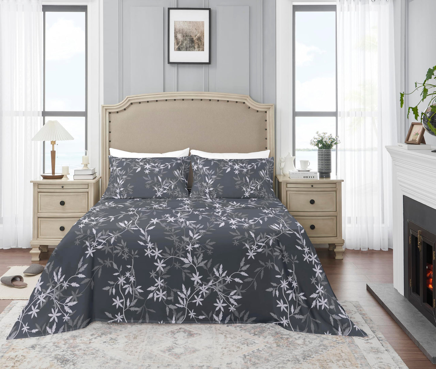 YIYEA King Size Sheets Set, Premium Double Brushed Microfiber Bed Sheet Set for All Season, Soft Breathable, 16" Deep Pocket, Shrinkage and Fade Resistant, 4PC, King