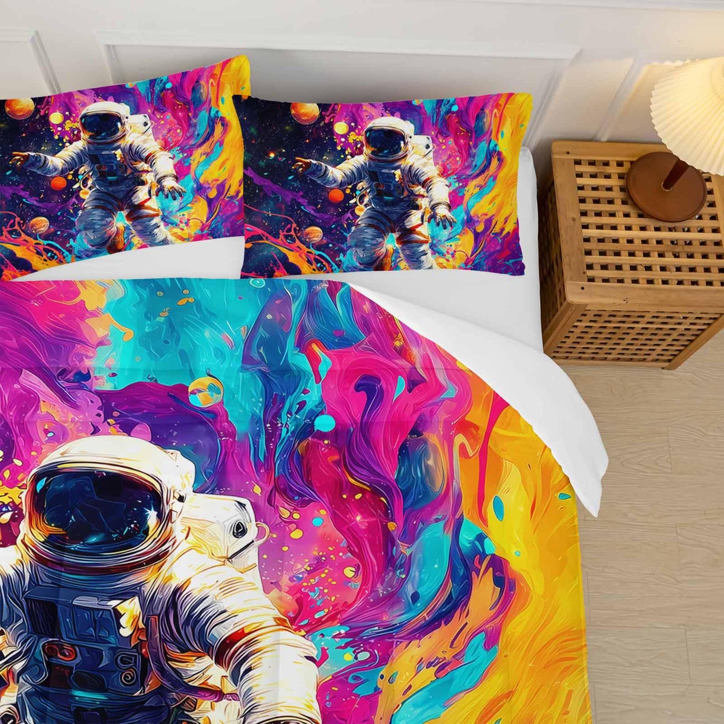 lneffble Astronaut Galaxy Comforter Twin Size,Astronaut Galaxy Kids Comforter Set,3Pcs Bedding Set Printed Comforter with 2 Pillowcases,Down Alternative,Soft and Lightweight,for All Seasons