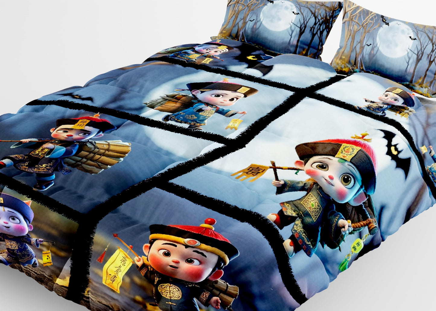 King Duvet Cover Set-3 Piece,100% Microfiber Cute Cartoon Bedding Set,Kawaii Anime Room Decor for Kids,Youth,Dorm,Soft,Crease-Proof Comforter Cover (King, 104x90)