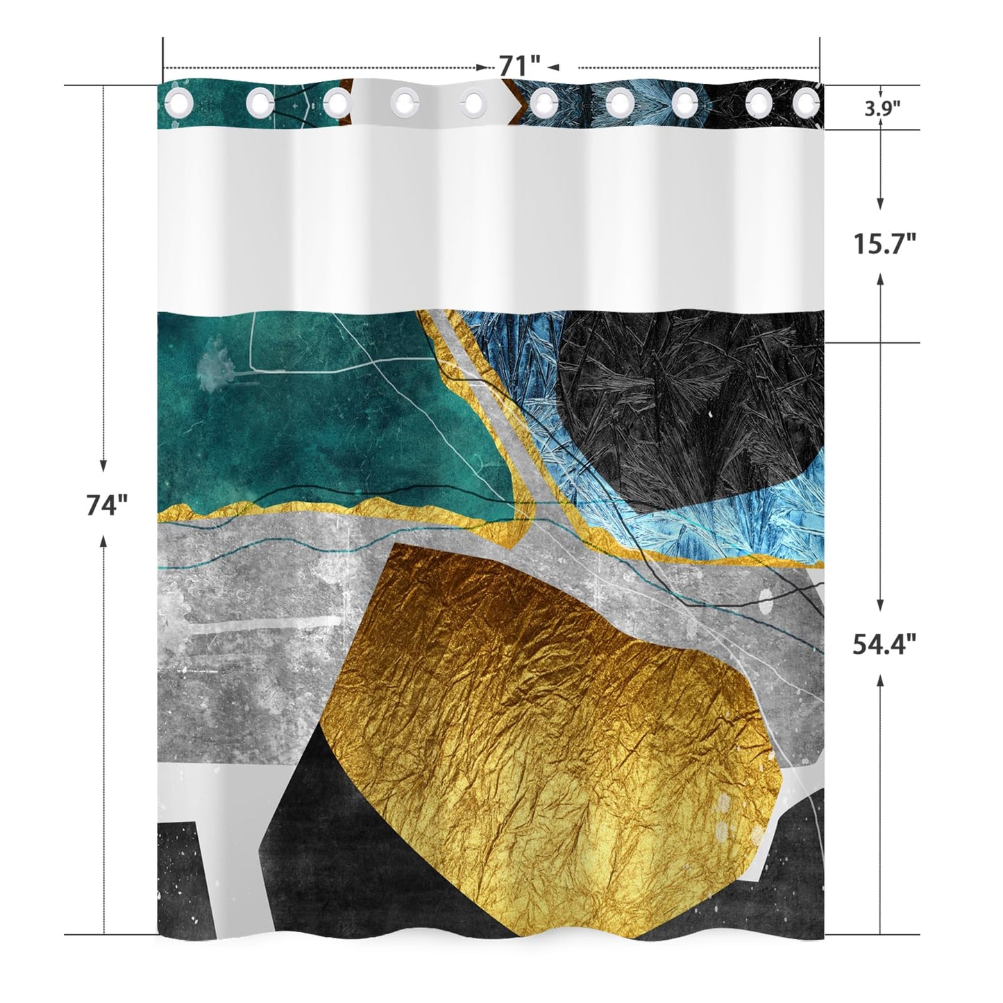 NAEMBCU Abstract Shower Curtain with Snap in Liner 71x74 Inch