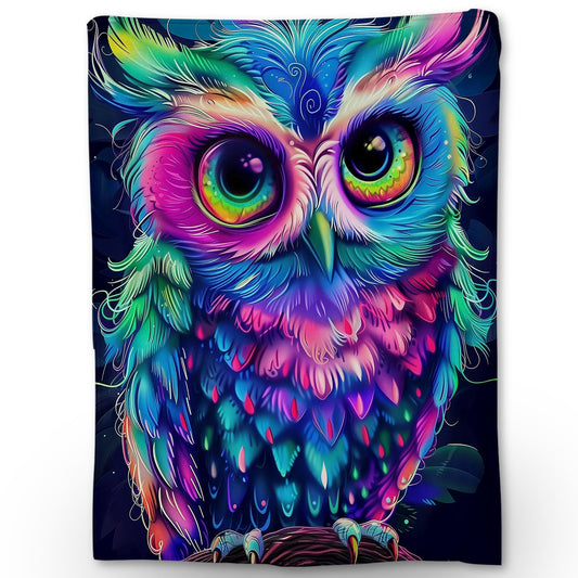 Ti Caldi Cute Owl Blanket, Soft Fuzzy Lightweight Animal Colorful Flannel Throw Blanket Perfect for Couch, Bed, Travel & Outdoor Use, Warm Fluffy Cozy Decor Blankets for Women Girls 60×50 in