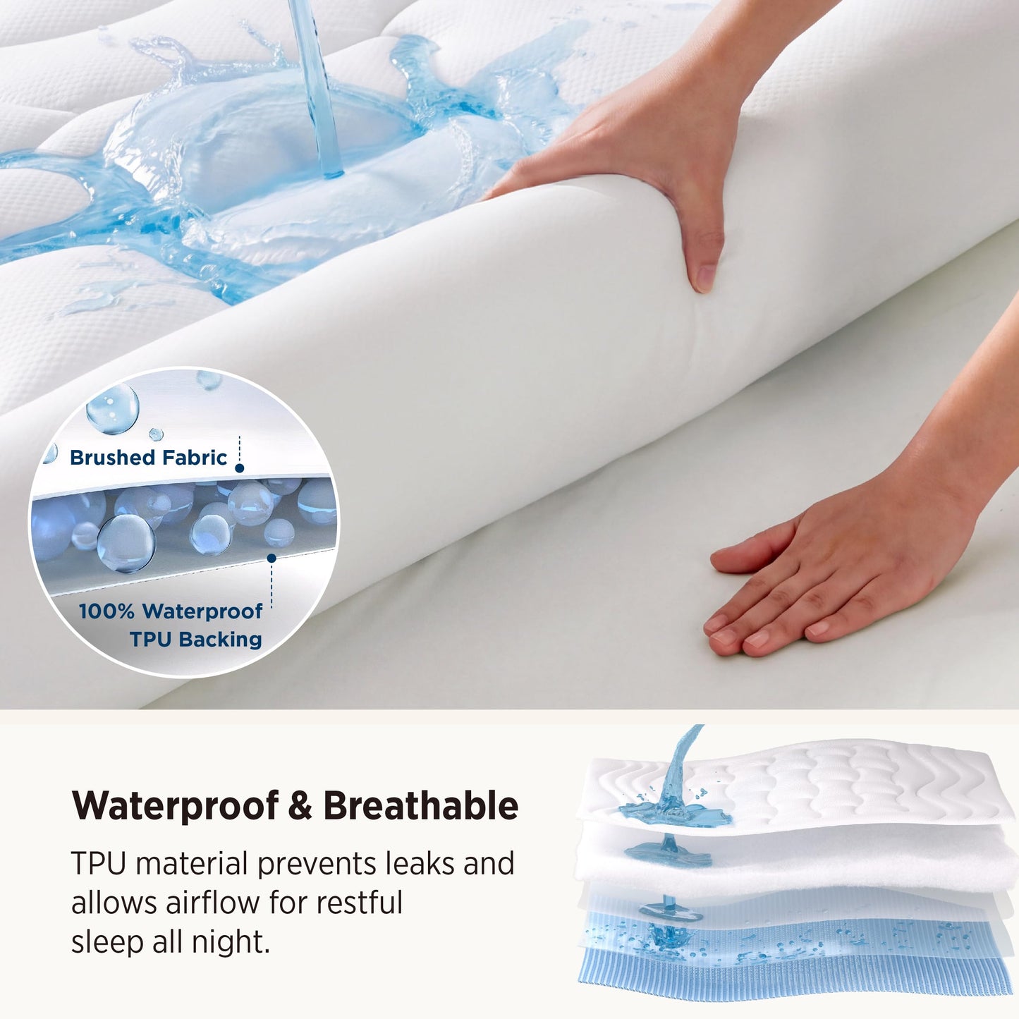 Bedsure King Size Mattress Protector Waterproof - Quilted Fitted Waterproof Mattress Pad Topper with 8-21 Inches Deep Pocket, Noiseless Bed Cover Padded, Machine Washable,White, 78x80 Inches