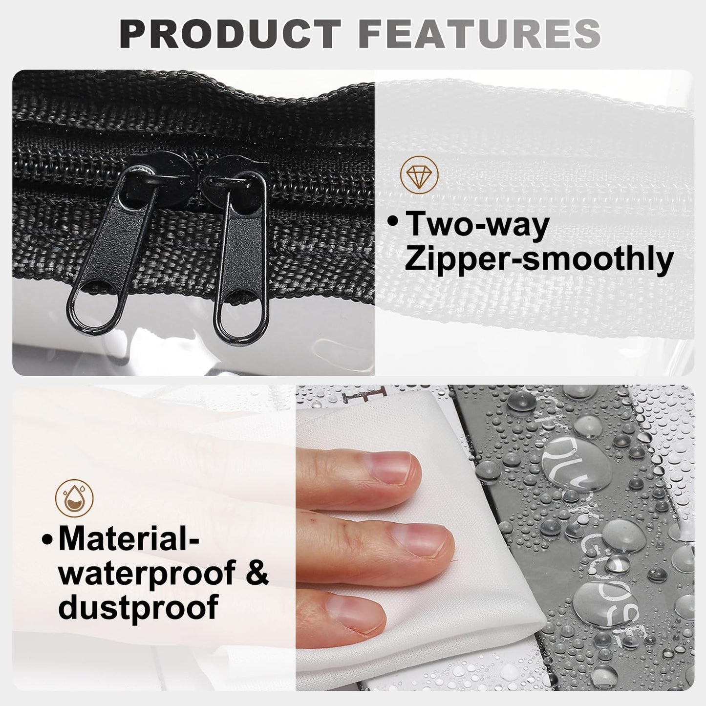 PATIKIL 25.6x7.9x23.6in Clear Storage Bags, Plastic Storage Bags Clear Large Zippered Organizers Foldable Closet Bed Sheet Organizer Cube with Zipper Handles for Book Clothes Yarn,XL,Black