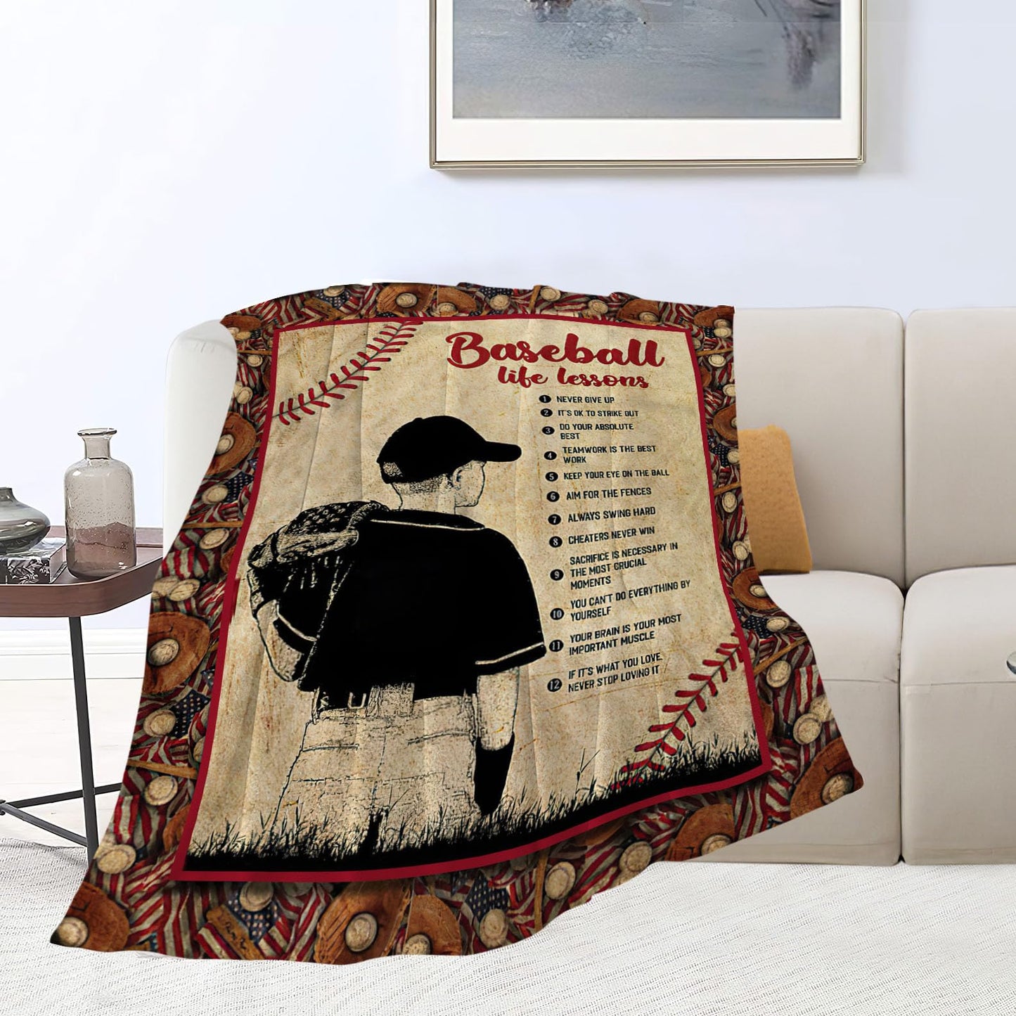 Baseball Decor Gifts: Cozy Fleece Flannel Blanket, Soft Warm Plush, Lightweight, 40"X50" for Boys Teens Kids, Couch Sofa Bed