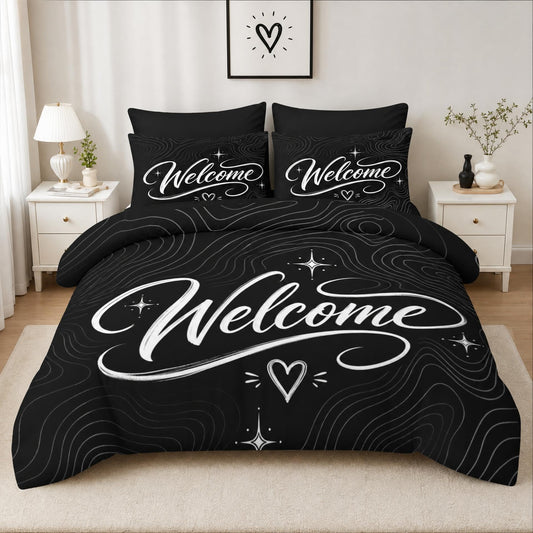 Boewywh Comforter Set Twin Size Housewarming Minimalist Abstract 7 Pcs, Bedding for Kids and Adults, Bed Sheet Sets with Fitted Sheet 2 Pillowcases & 2 Shams for Bedroom Bed Decor