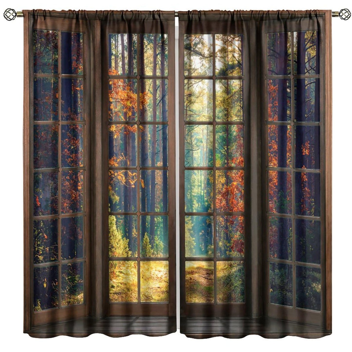 Sunlit Forest Curtains Tropical Woodland Foliage Window Treatments Blackout Curtains for Bedrooms, Living Rooms and Kitchens42X45 Inch