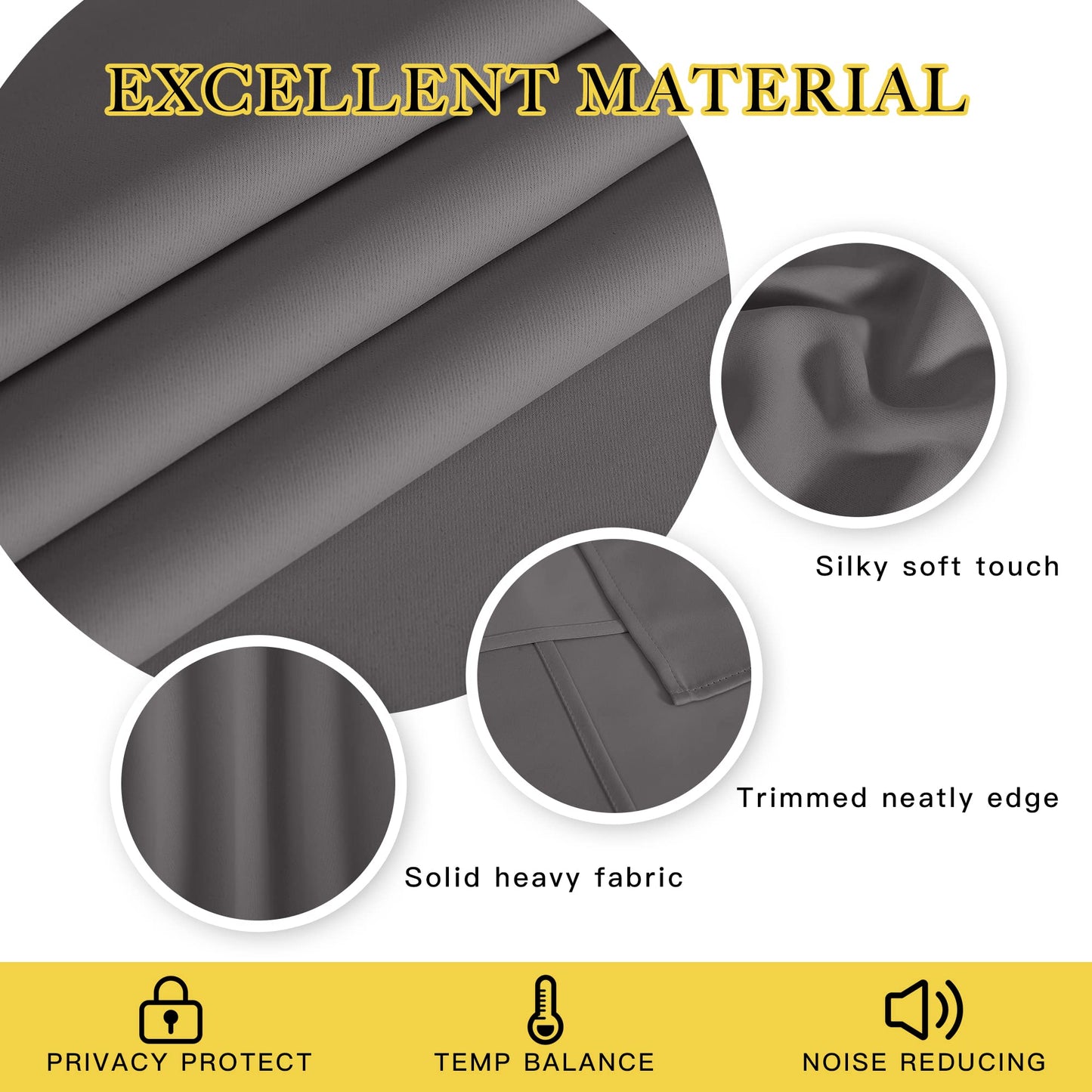 NICETOWN Grey Blackout Curtain 84 inches Long for Bedroom - Thermal Insulated Window Treatment with Grommet Room Darkening Thermal Insulated Panel for Living Room, W52 x L84, 1 Panel