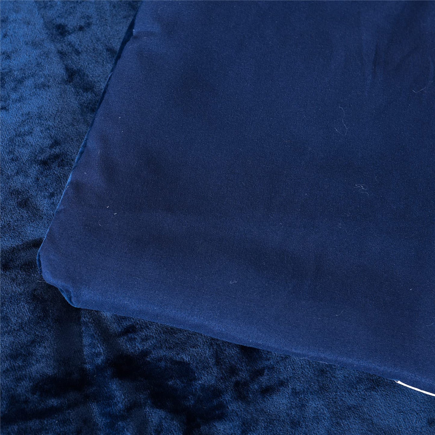 Sunshine Nicole Distressed Velvet Comforter Set, Distressed Velvet Face and Brushed Solid Microfiber Reverse, with Light Weight Soft Poly Fill, 5 Pieces Navy, King