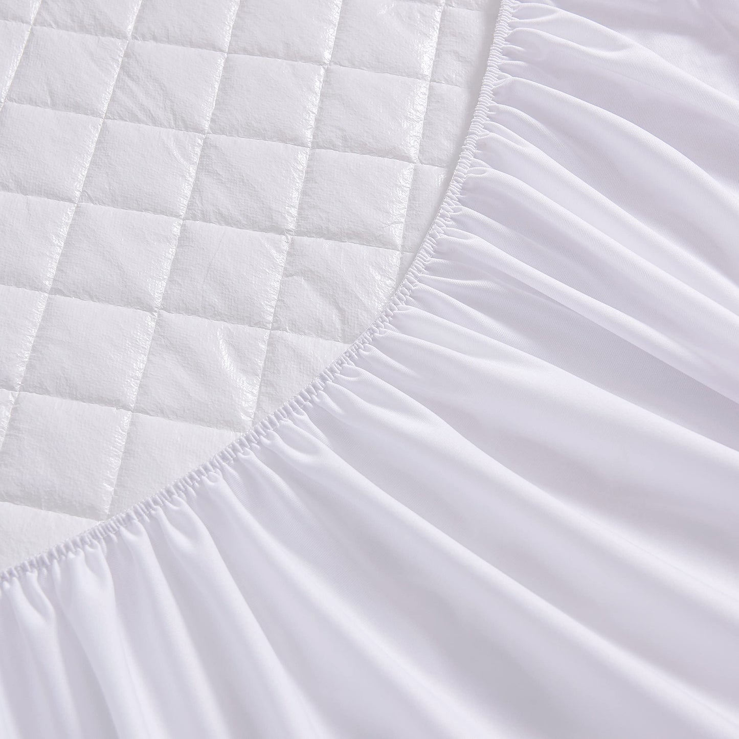 Queen Size Waterproof Mattress Protector, Quilted Cooling Fitted Bed Mattress Cover Pad, 13"-15" Deep Pocket, Soft and Breathable Noiseless Machine Washable, Vinyl Free (Queen)