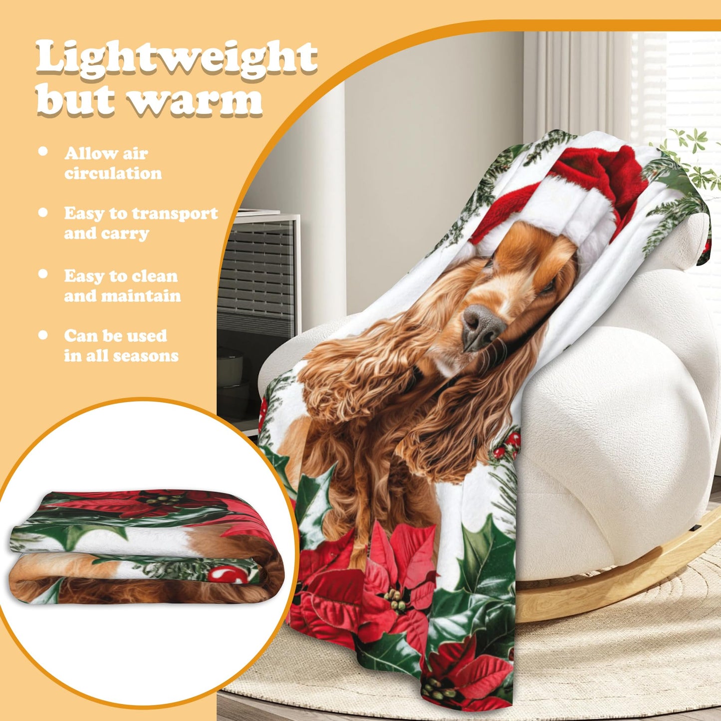 Christmas Dog Blanket,Heavyweight Soft Throw Blanket - Ultra Soft Fuzzy Party Blanket Gifts for Bed Sofa Home Decor,60''x 50''