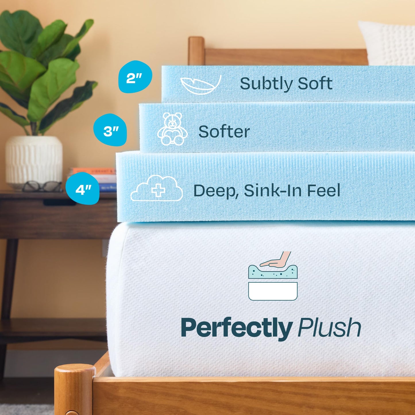 Linenspa Memory Foam Mattress Topper, Full Size - 3 Inch Gel Infused Memory Foam - Plush Feel - Cooling and Pressure Relieving - CertiPUR Certified