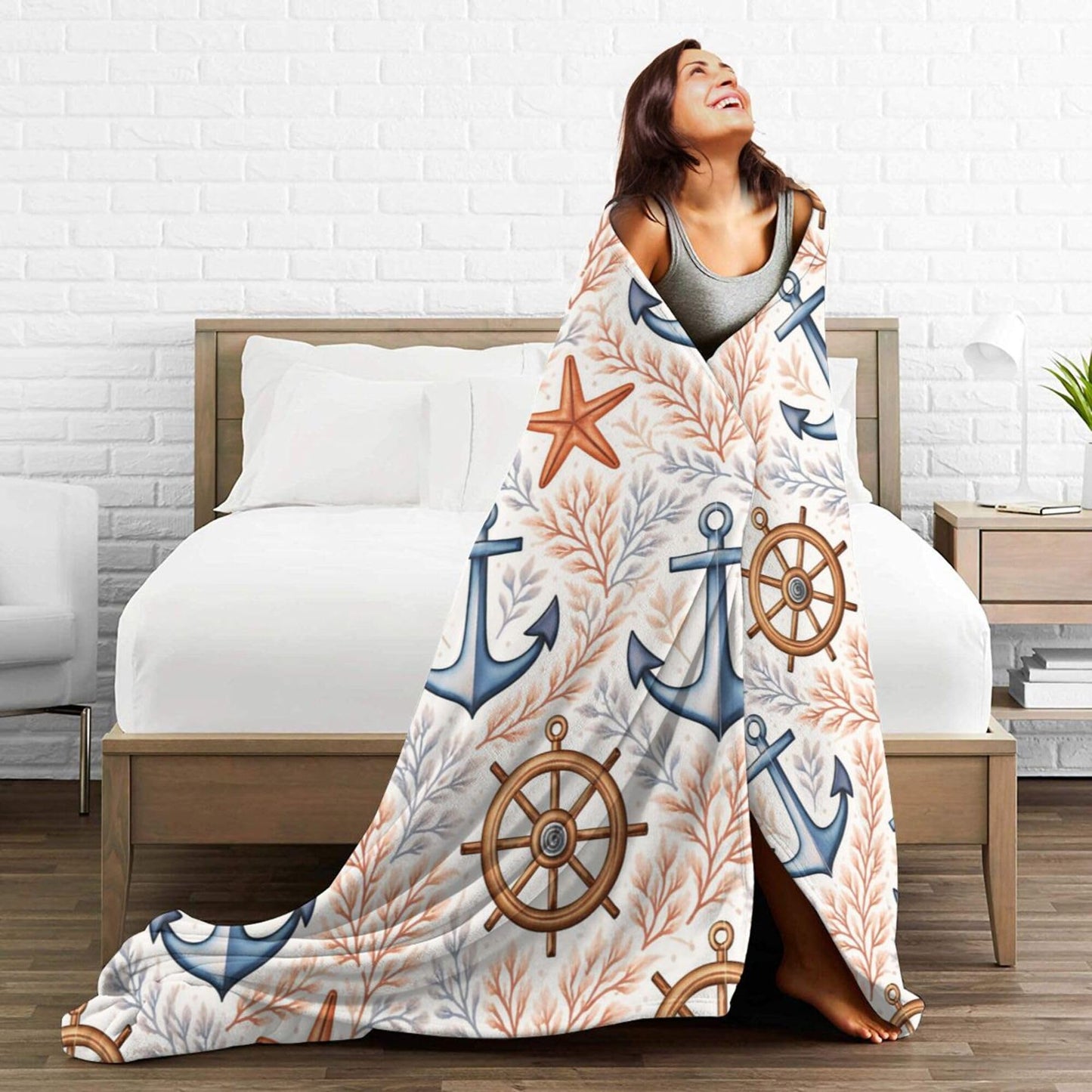 Anchor Throw Blanket 50"x40" Super Soft Plush Fluffy Fleece Cozy Fuzzy Anchor Blanket for Girls, Women, Kids, Boys, Adults, Men Anchors Lover Gift & Home Decor