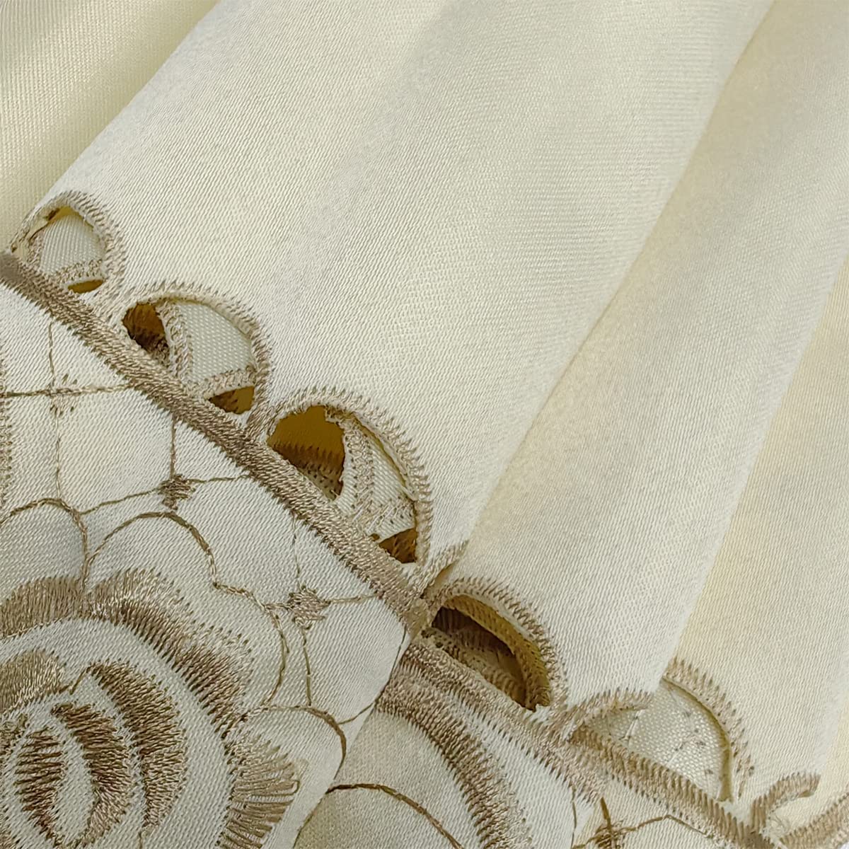 Sandweek Brown Flower Embroidered Lace Tablecloth Damask Dust-Proof Table Cloth Fabric Table Cover for Kitchen Dinner Picnic Outdoor and Indoor Home Decor (Rectangle/Oblong, 33 x 60 inch)