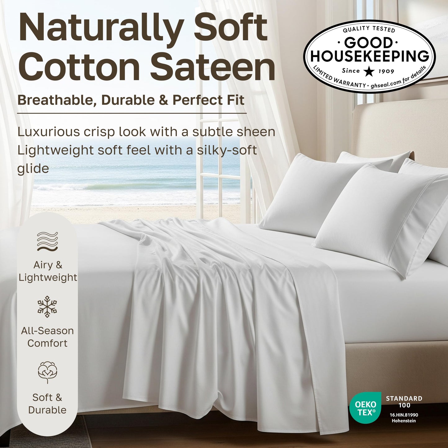 California Design Den 100% Cotton Pack of 2 Twin XL Sheet Sets, Soft & Durable Twin Extra Long Sheets with 12" Pockets, Twin XL Sheets with Sateen Sheets (Blue Hydrangea)