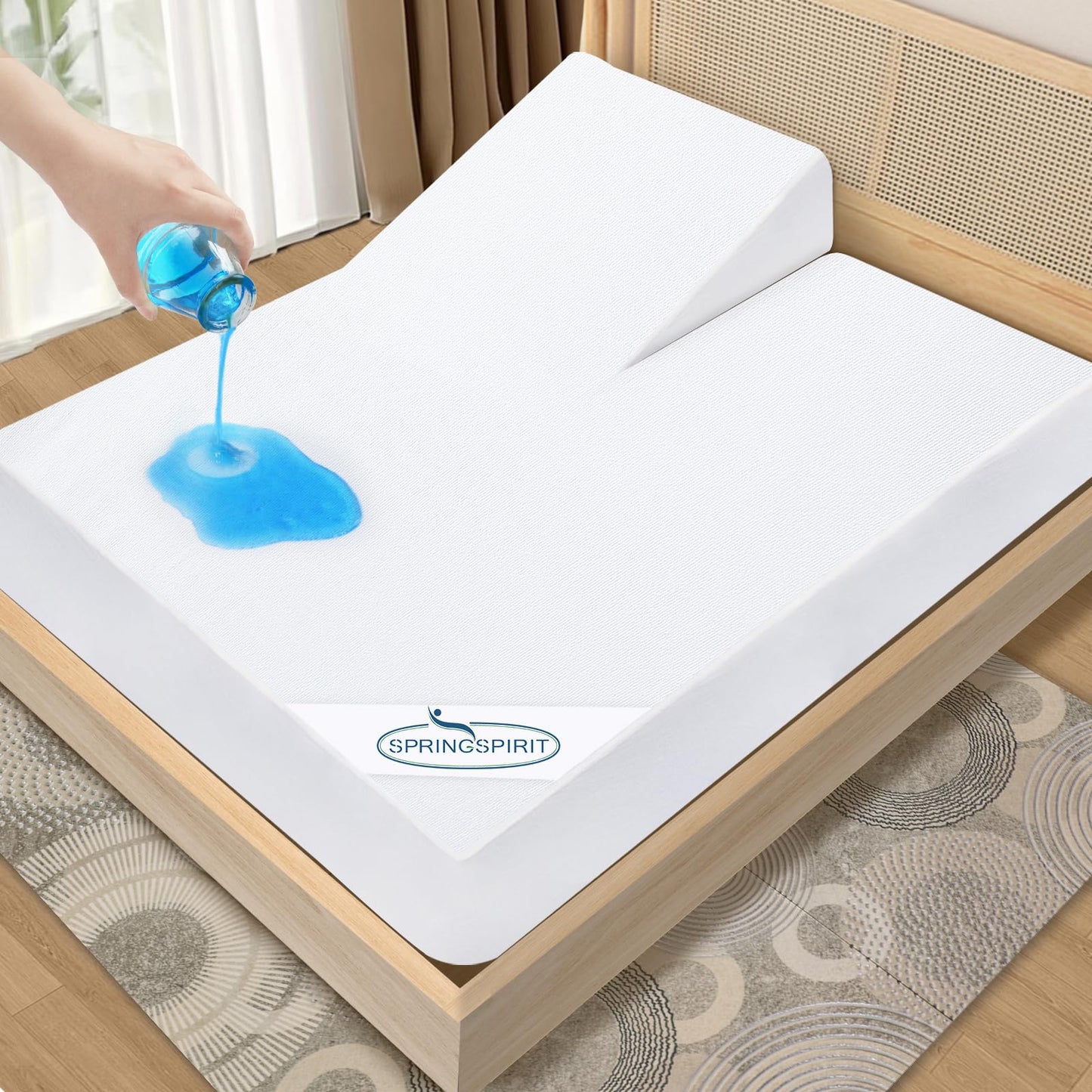 Split Top King Mattress Protector Waterproof Soft & Breathable Terry, 34" Top Split from Head 78''×80'' up to 18'' Depth, Skin-Friendly Machine Washable Mattress Cover