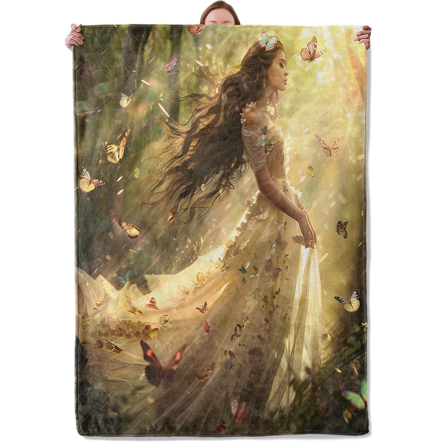 Fairy Princess Theme Blanket Gifts for Women Girls, Soft Warm Lightweight Flannel Throw Blankets for Living Room Home Sofa Travel Decor 50" x 60"