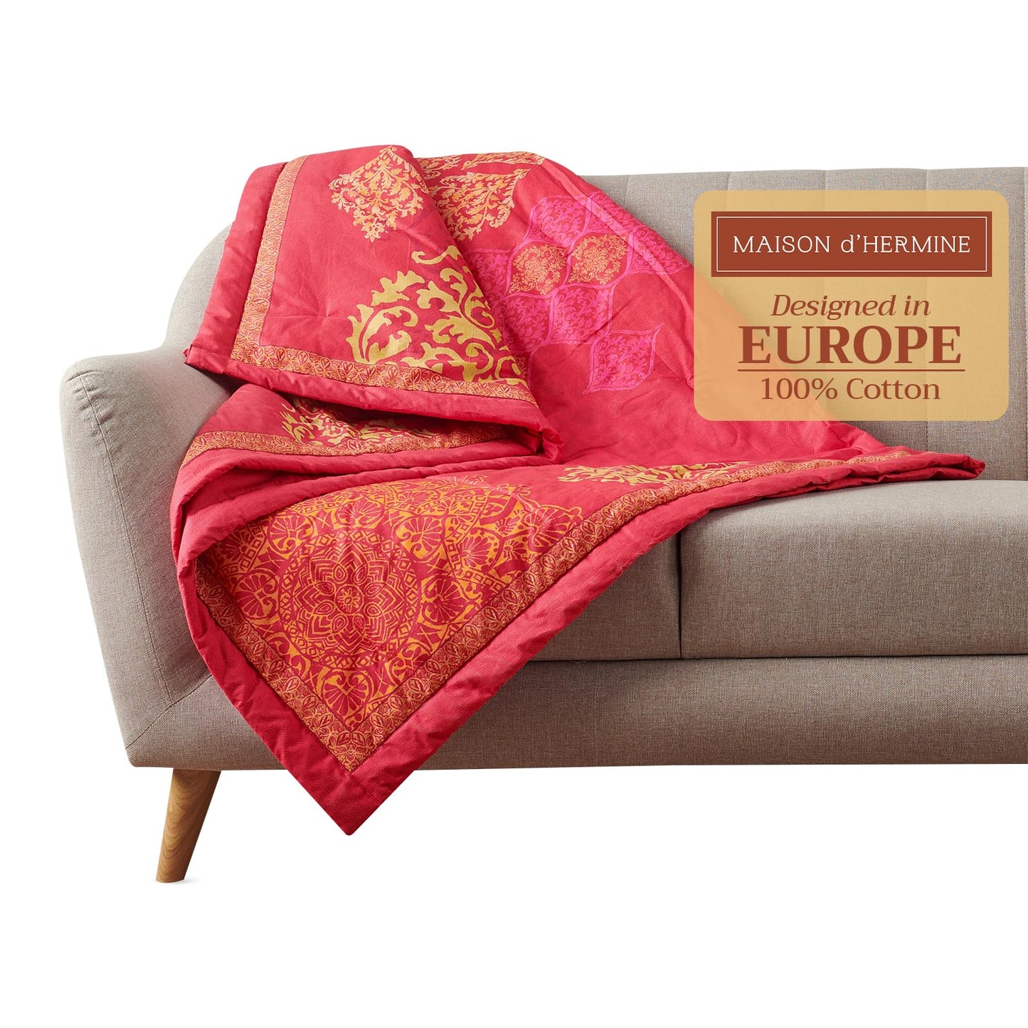 Maison d' Hermine Throw Blanket for Couch Lightweight Soft Warm Breathable Cotton Throw Blankets for Bed Girls Boys Women Men Gifts Sofa Travel Living Room Spring Summer (Versailles, 60" X 80")