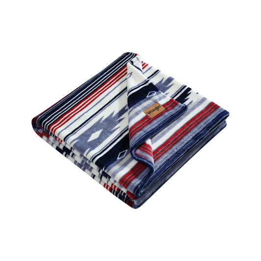 Wrangler - Blanket, Super Soft Plush Bedding, Yellowstone Inspired Throw Blanket for Couch or Bed (Coyote Sands Blue/Red, 50" x 70")