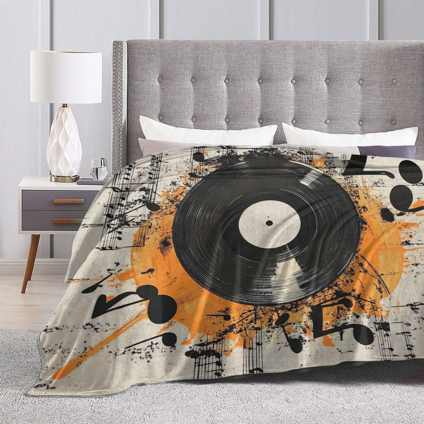 Record Music Throw Blanket Phonograph Blankets Disk Fleece Plush Super Soft Cozy Warm Lightweight Musical Instrument Decor Gifts for Boys Girls Kids Adults Men Women 40" x 50"
