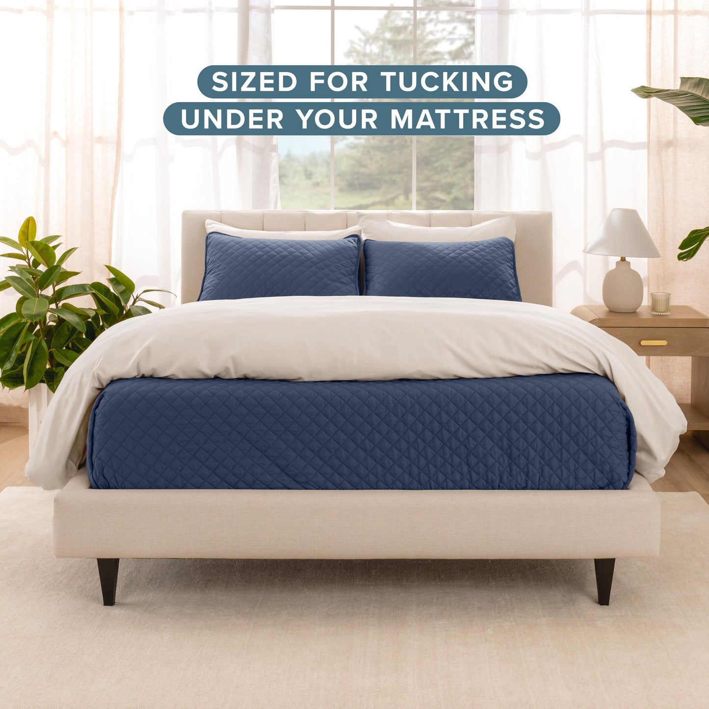 Bare Home Coverlet Set - Twin/Twin Extra Long - Lightweight Bed Decor - Comforter Alternative - All-Season Quilted Bedspread (Twin/Twin XL, Dark Blue)