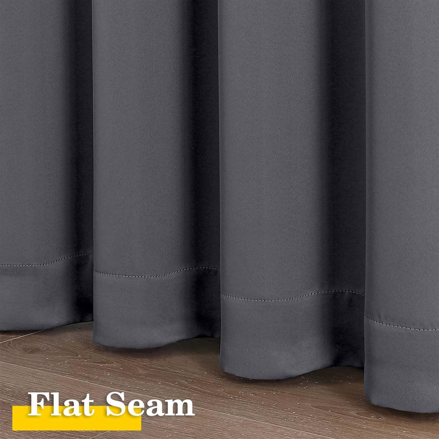 WelvetBLK Grey Blackout Curtains for Bedroom Living Room 63 Inch Length 2 Panels Set, Soft Solid Room Darkening Thermal Insulated Window Treatments, Rod Pocket Dining Room Curtains, Grey, 40" Wx63 L