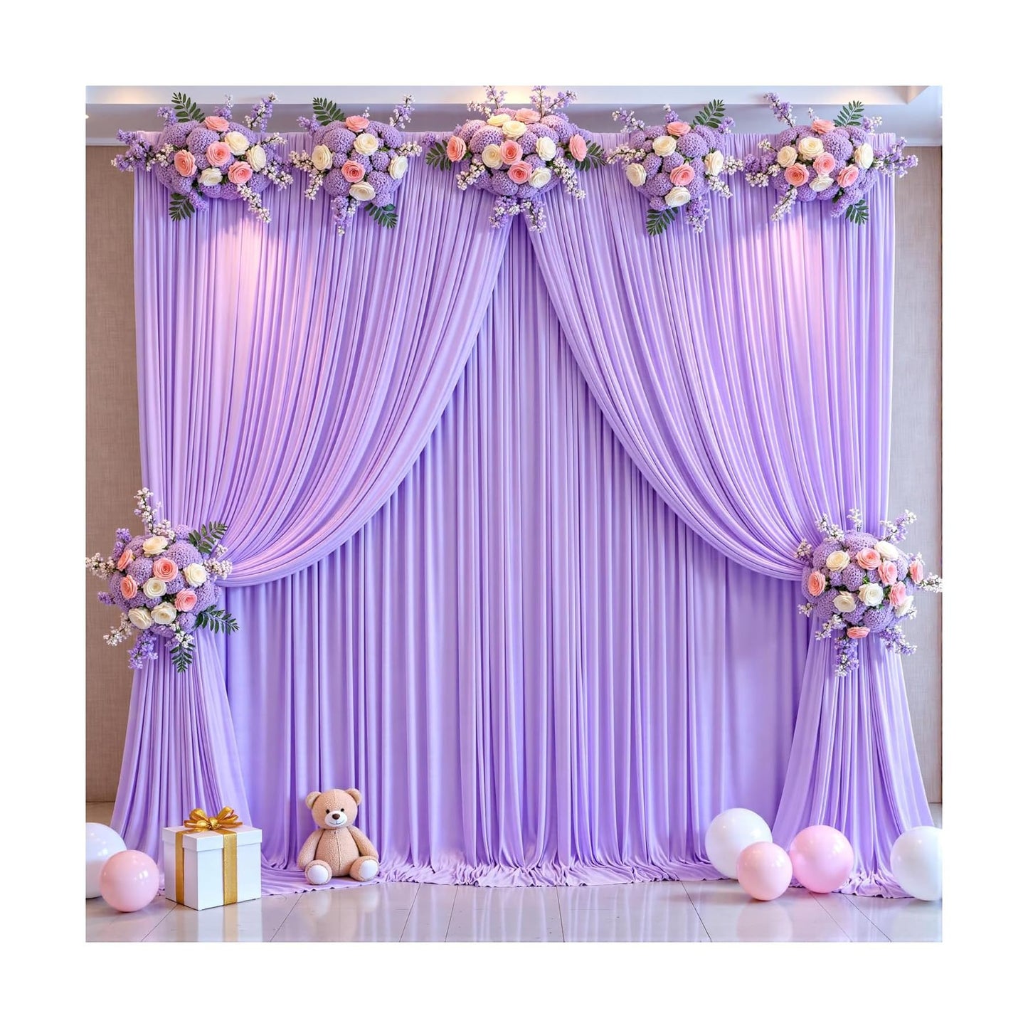 10x10ft Purple Backdrop Curtain for Parties Lavender Wrinkle Free Fabric Backdrop Curtain Wedding Photo Backdrop Drapes for Girls Baby Shower Bridal Shower Photography Lilac Back Drop 2 Panels 5x10FT