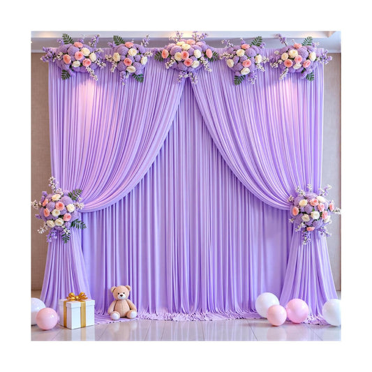 10x10ft Purple Backdrop Curtain for Parties Lavender Wrinkle Free Fabric Backdrop Curtain Wedding Photo Backdrop Drapes for Girls Baby Shower Bridal Shower Photography Lilac Back Drop 2 Panels 5x10FT
