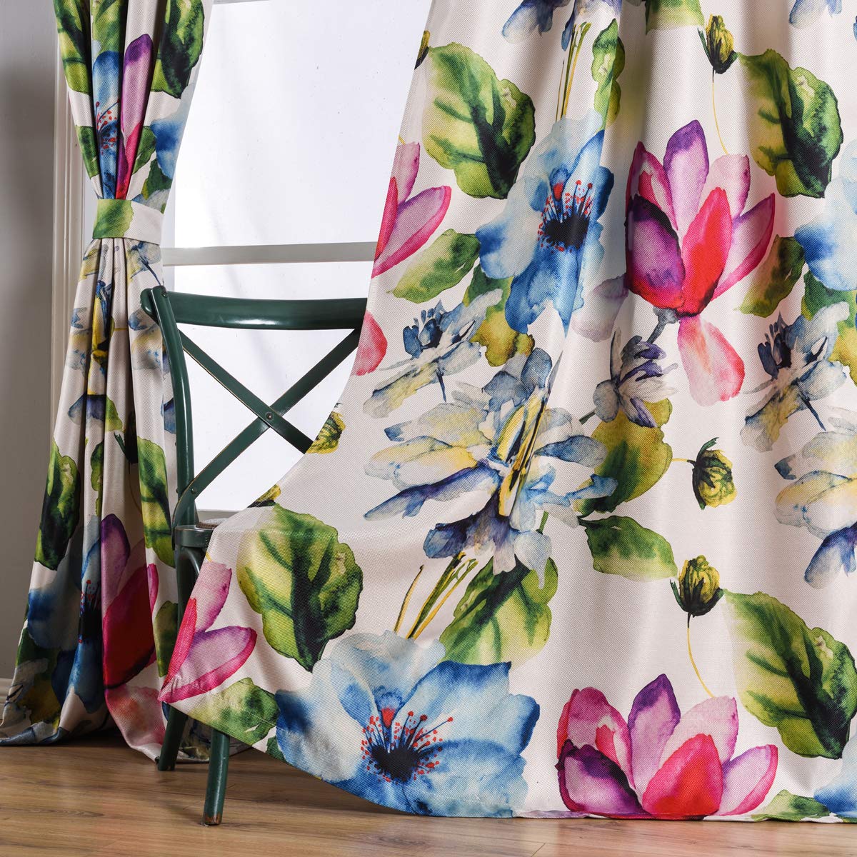 Taisier Home Stylish Living Elegant Abstract Colorful Curtains Printed,Colorful Flower Curtain Printed,Fashion Curtains 84 Inch Lenth for Bedroom(Floral Print Curtain 1 Piece)