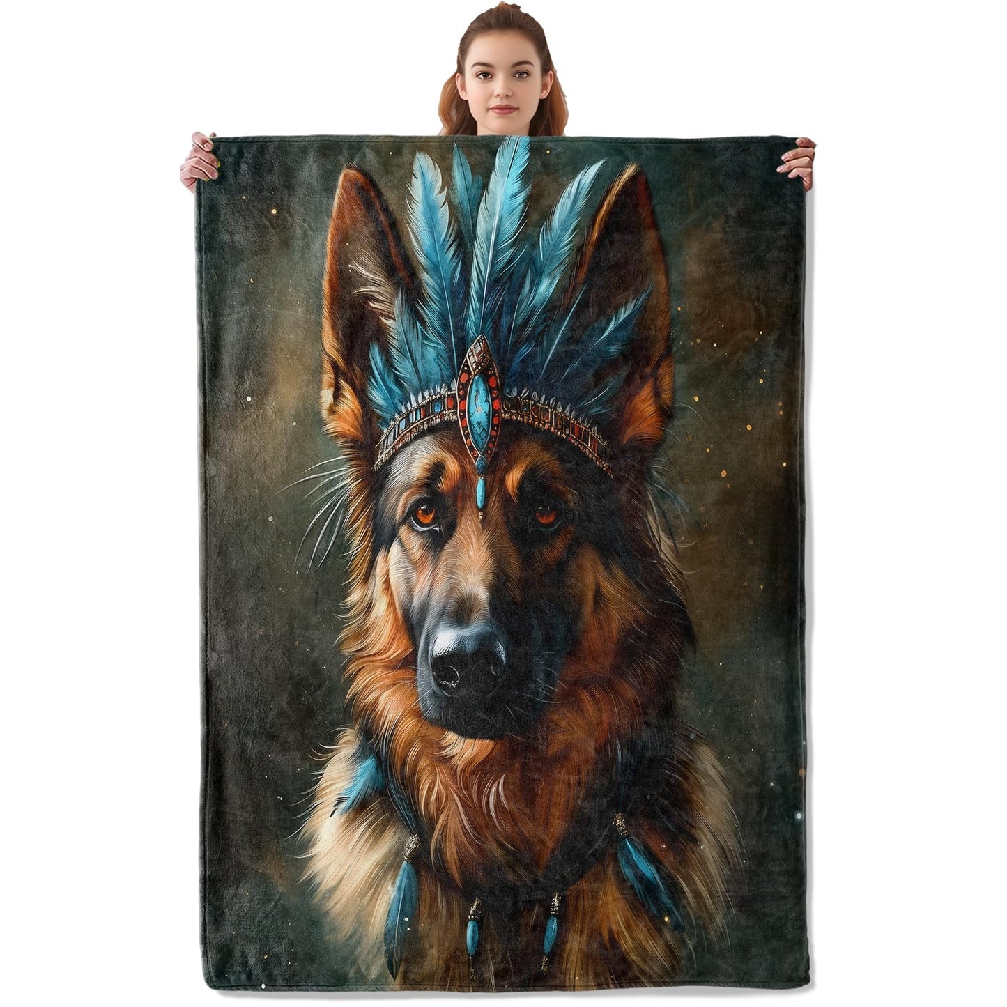 Kibue Pretty German Shepherd Dog Blanket - Soft & Cozy Flannel Plush Lightweight Throw Blanket for Travel, Office, Bedroom, Sofa - Warm Decor for Adults Kids Women Men 60"×50"