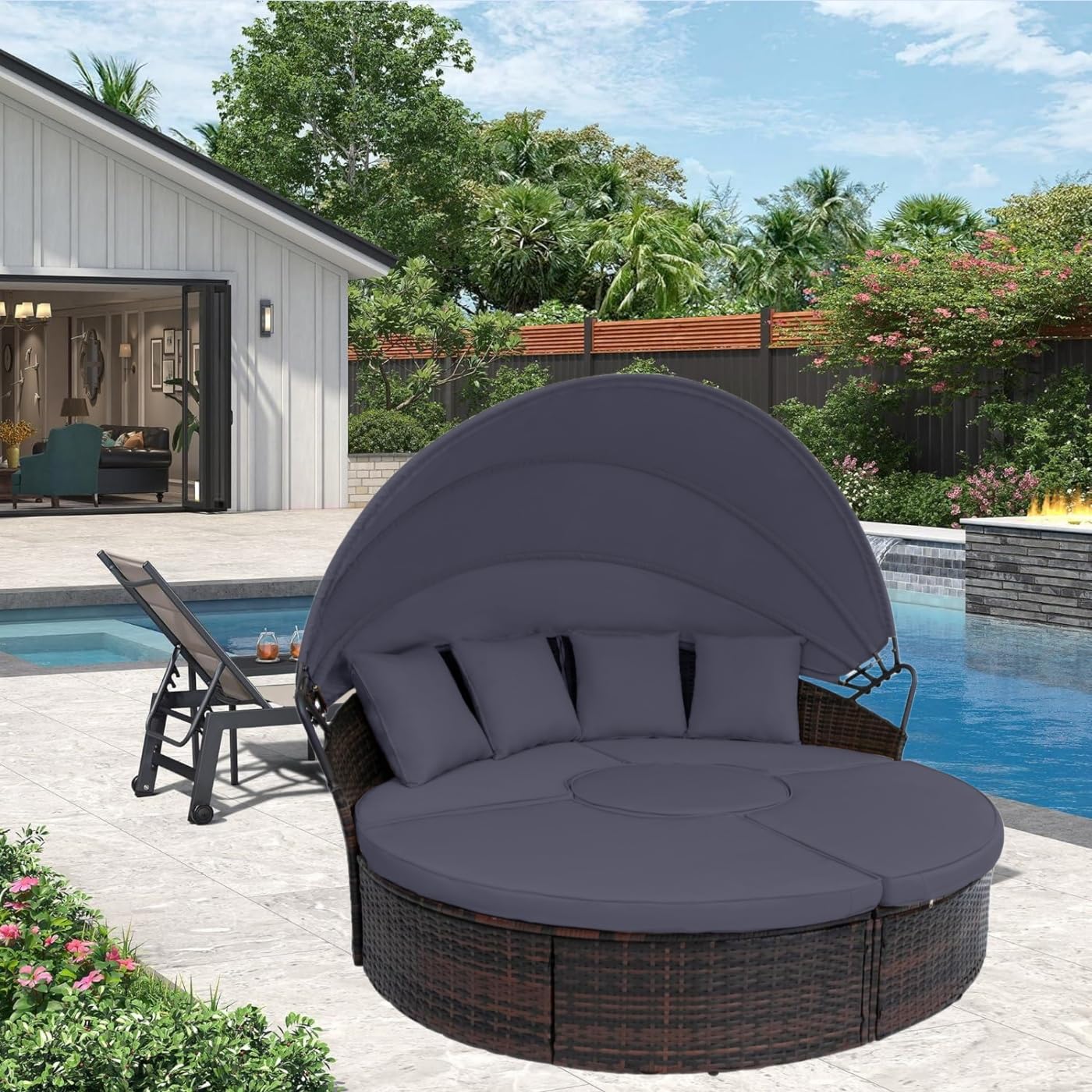 FSJITF Patio 66” 5 in 1 Round Foam,for Daybed Replacement 36ILD (Semi-Firm) Cushion