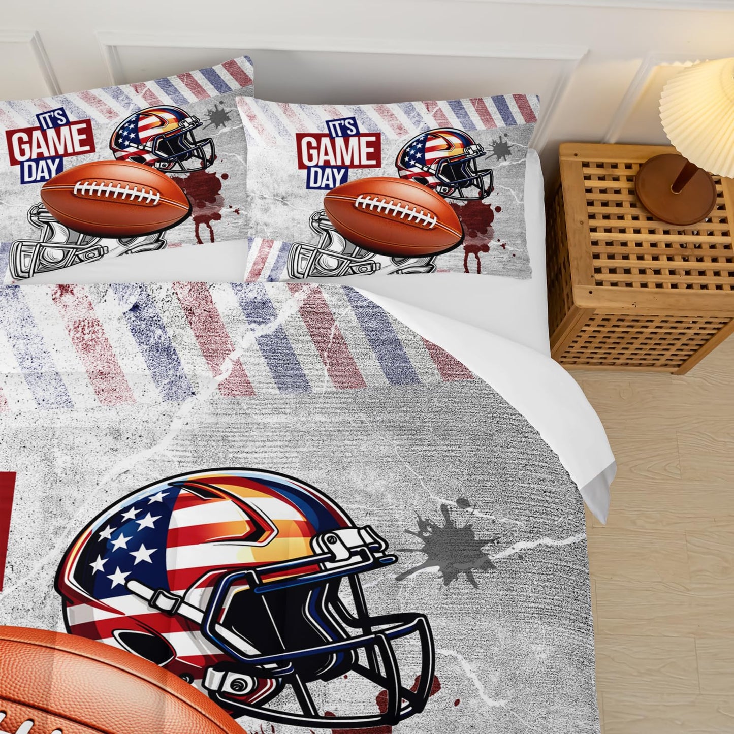 lneffble Twin Size Kids Comforter Sets Boys Football，Sport Themed Twin Size Bedding，with 1 Comforter with 2 Pillow Case